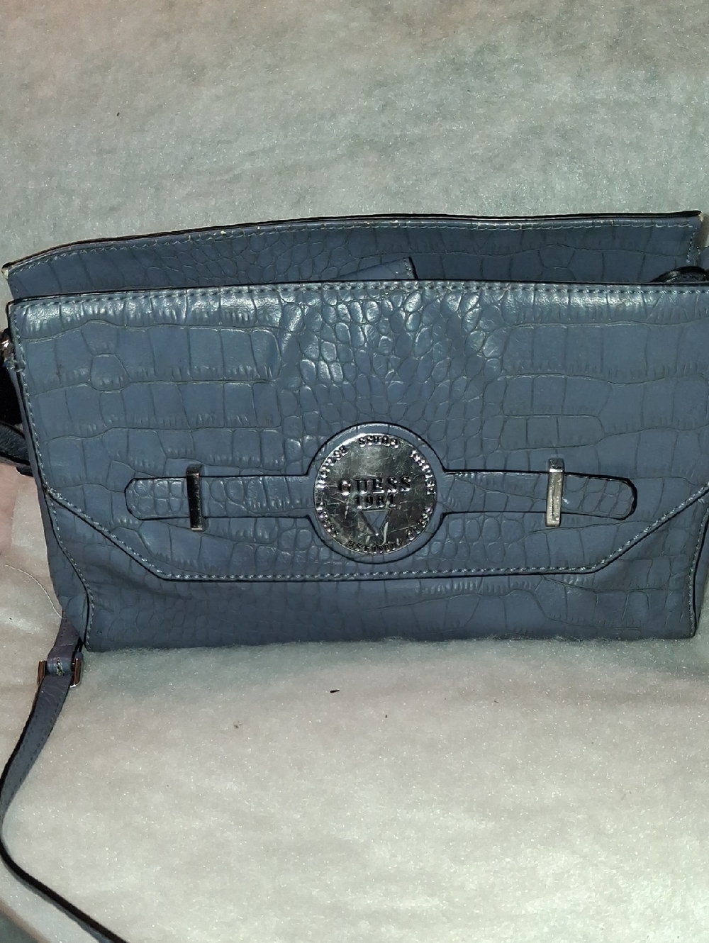 Vintage Guess by Marciano Blue-Gray Croc Embossed Bag